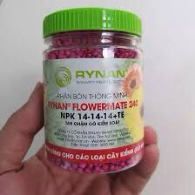 Combo 5 hũ Phân bón thông minh cokiểm soát Rynan Flowermate NPK 14-14-14 +TE hũ 150gr