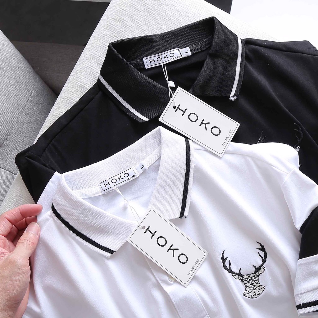 Áo Polo Nam cổ bẻ hươu thêu thun basic cộc tay vải cá sấu cotton phong cách trẻ trung chuẩn form nhiều màu