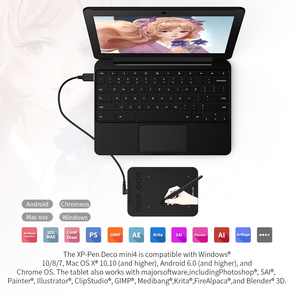 Bảng vẽ kĩ thuật số kèm bút XPPEN 8192 OSU cho máy tính bảng Android và PC không dùng pin