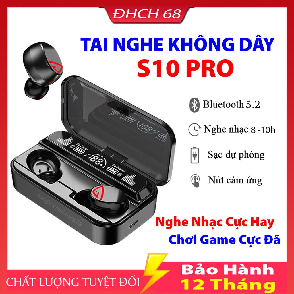 Tai Nghe Bluetooth Gaming S10 Pro Cao Cấp, Cảm Ứng, Hỗ Trợ Đàm Thoại, Nghe Nhạc, Kiêm Sạc Dự Phòng 2200mAh Cực Chất