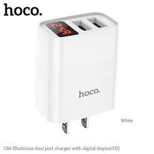 ✔FREESHIP✔Củ sạc nhanh iPhone Hoco C86/C86A,cốc sạc nhanh cho Samsung ANDROID-2 cổng USB-đèn LED báo-ra 5V-2.4A max 12W