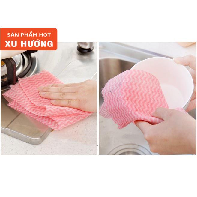 Cuộn khăn giấy vải cotton lau đa năng tiện dụng 50 tờ hoạ tiết nhiều màu có thể giặt được- Glow Asia