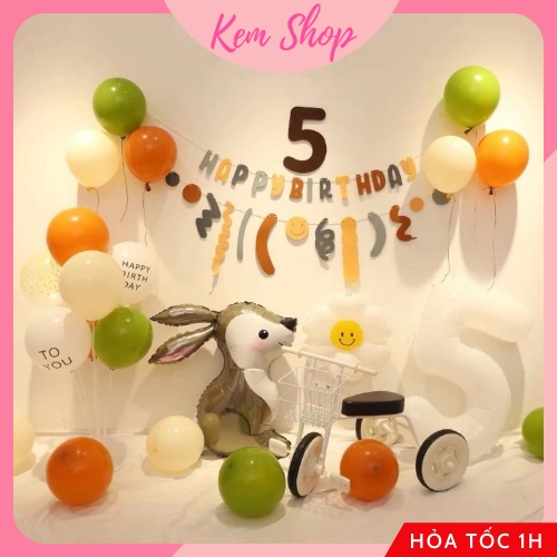 Set trang trí sinh nhật thỏ ngọc phong cách Hàn Quốc dễ thương - K197