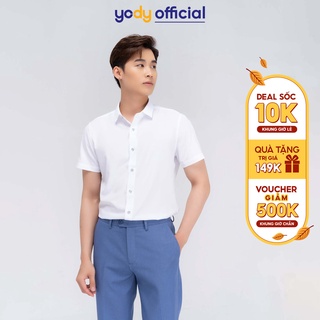 Áo sơ mi Nam Yody cộc tay chất liệu nano không nhăn SCM4001
