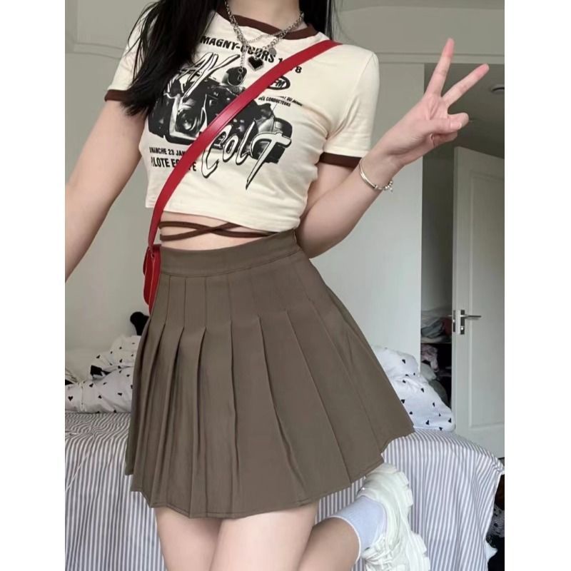 Set Áo Kiểu Retro + Chân Váy Xếp Ly Thời Trang Mùa Hè Dành Cho Nữ