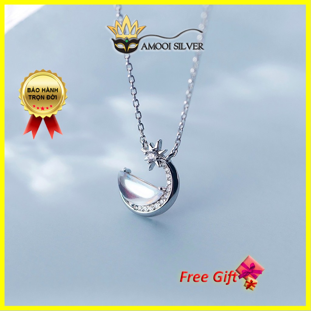 Dây chuyền bạc S925 mặt trăng xà cừ - Amooi Silver AD118