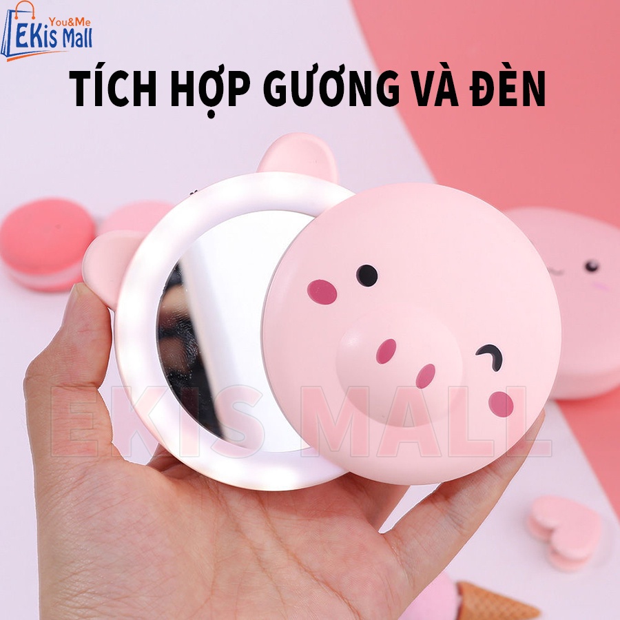 Máy sưởi tay mini đa năng có Đèn và Gương trang điểm Máy giữ ấm tay mùa lạnh Sạc USB