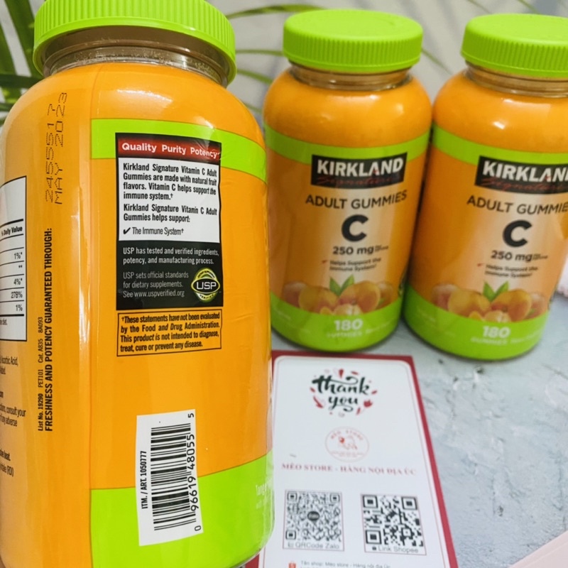 Vitamin C Kirkland 250 mg Hàng Mỹ 180 viên- bổ sung Vitamin cho bé dễ như ăn kẹo.