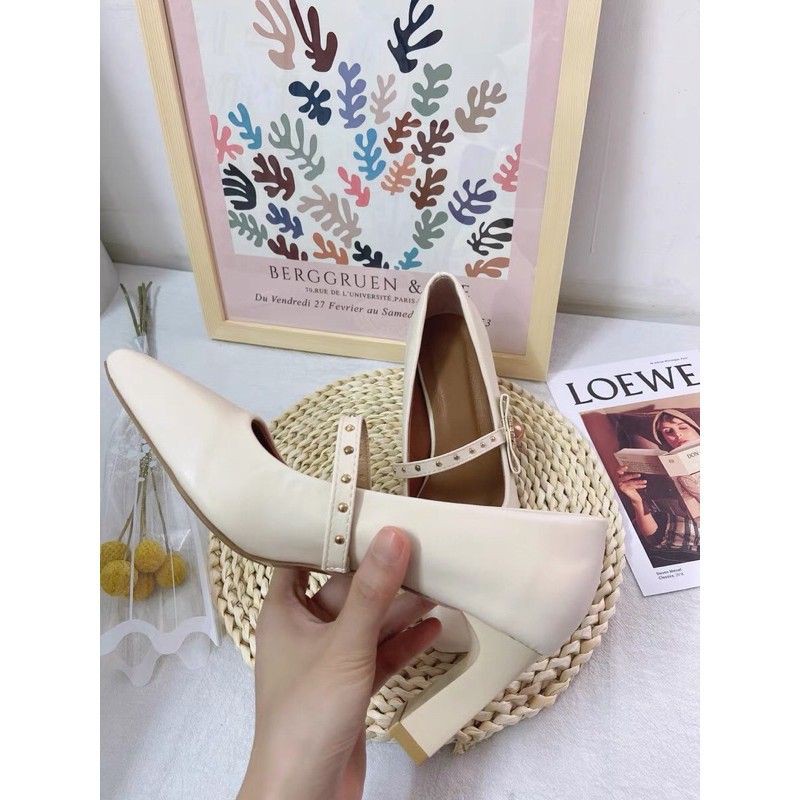 SẴN Giày nữ cao gót mũi vuông cao gót công sở