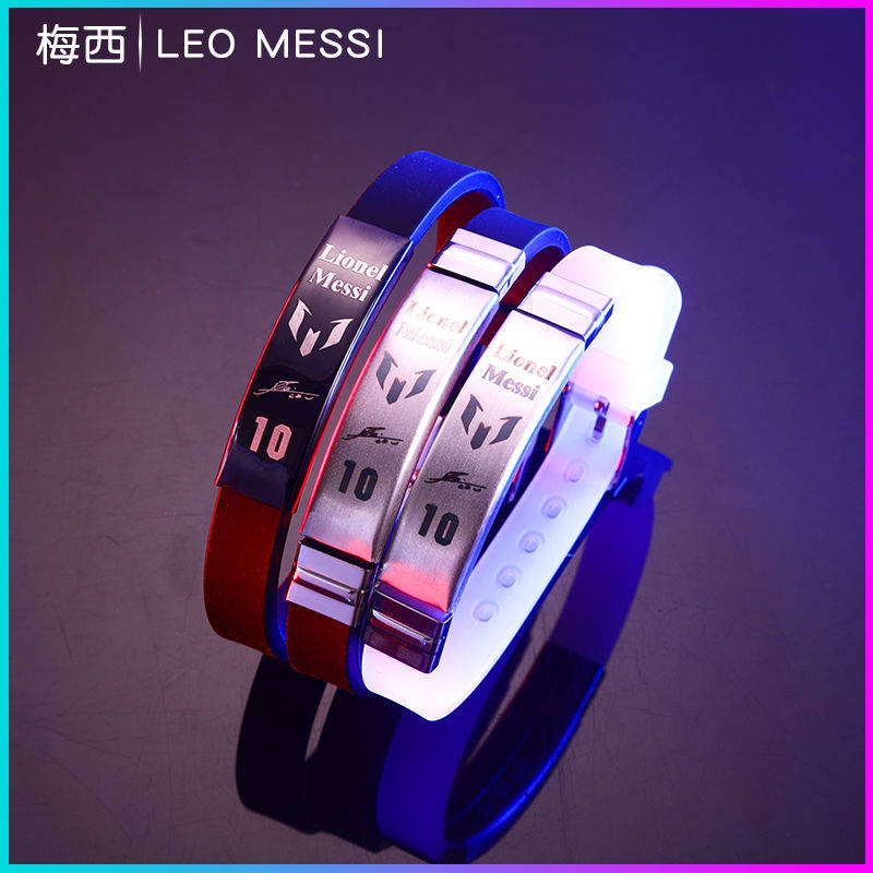 Dây Đeo Tay Cao Su。。 Dây Đeo Tay Thể Thao Vòng Đeo Tay Silicon Gắn Đèn Led Có Thể Điều Chỉnh Phong Cách Cầu Thủ Messi C Rane Marmar
