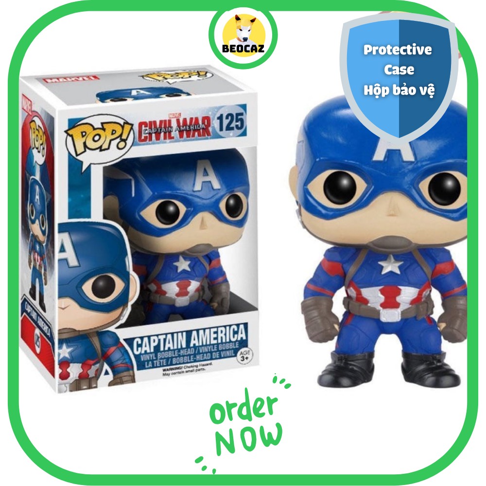 [Ship Hỏa Tốc] [Tặng Hộp Bảo Vệ] [Chính hãng] Mô hình Funko Pop Marvel Captain America Đội Trưởng Mỹ Avengers 125