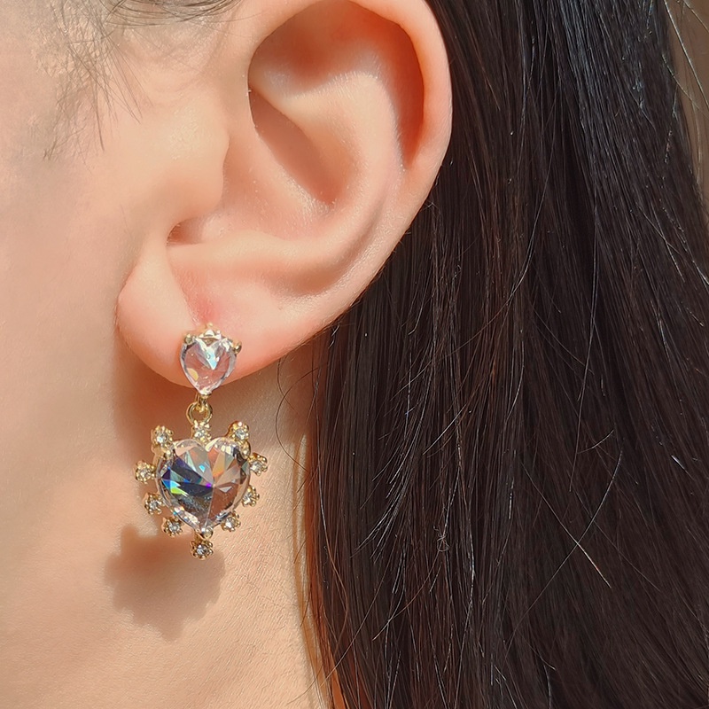 Bông Tai Mạ Bạc Hình Tròn Mặt Trái Tim Phong Cách Ngọt Ngào Thời Trang 2022