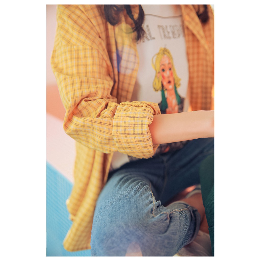 Áo sơ mi kẻ sọc tay dài Emilyshop ulzzang