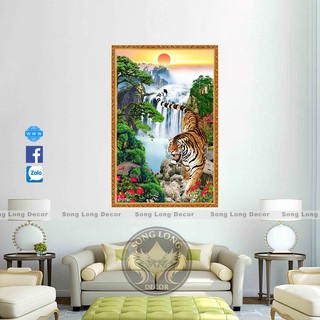 Tranh dán tường 3d ngoạ hổ, tranh dán tường con hổ - tranh con cọp