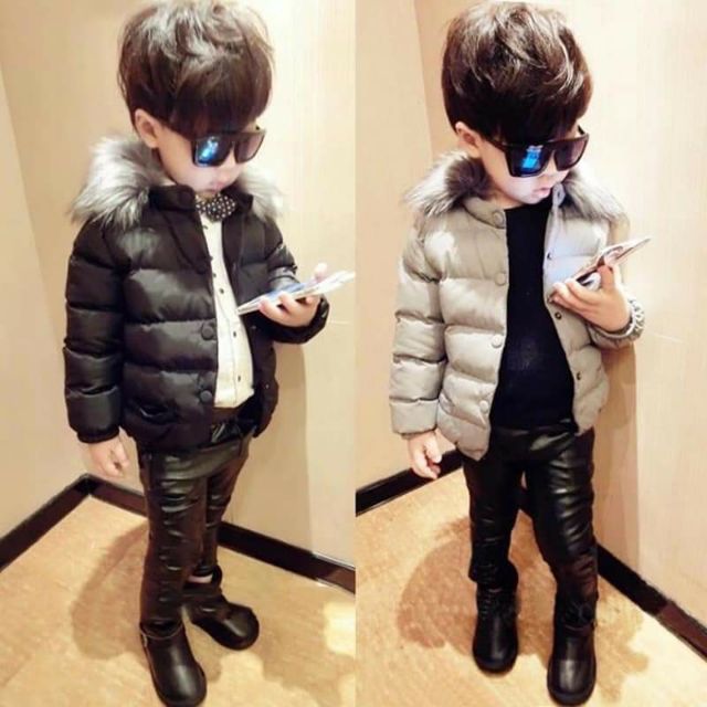 Áo phao cổ lông bé trai