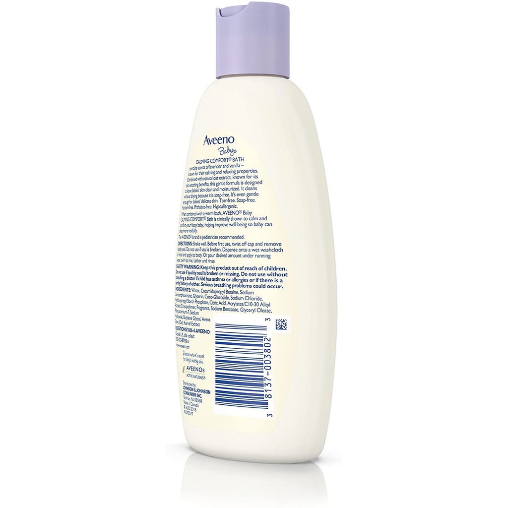 Sữa tắm Aveeno Baby Calming Comfort Bath Wash, Không Xé, Oải hương & Vani-236ml