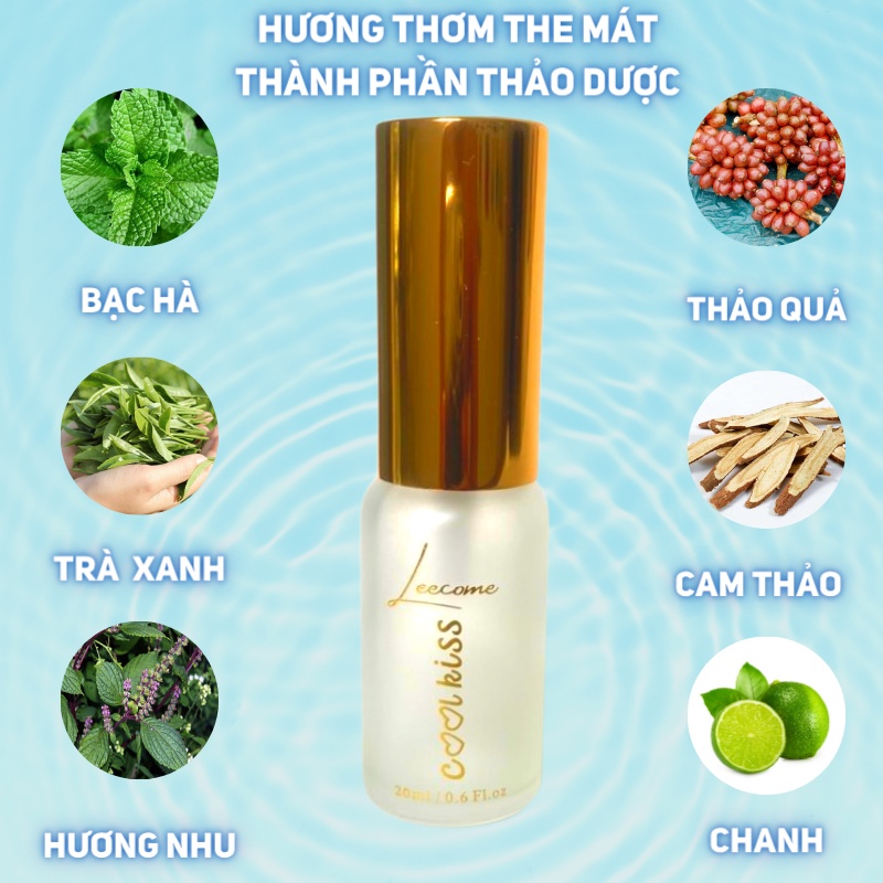 Xịt Thơm Miệng Thảo Dược Cool Kiss Leecome Cao Cấp The Mát Lạnh Khử Mùi Hiệu Quả 20ml, Sịt thơm miệng