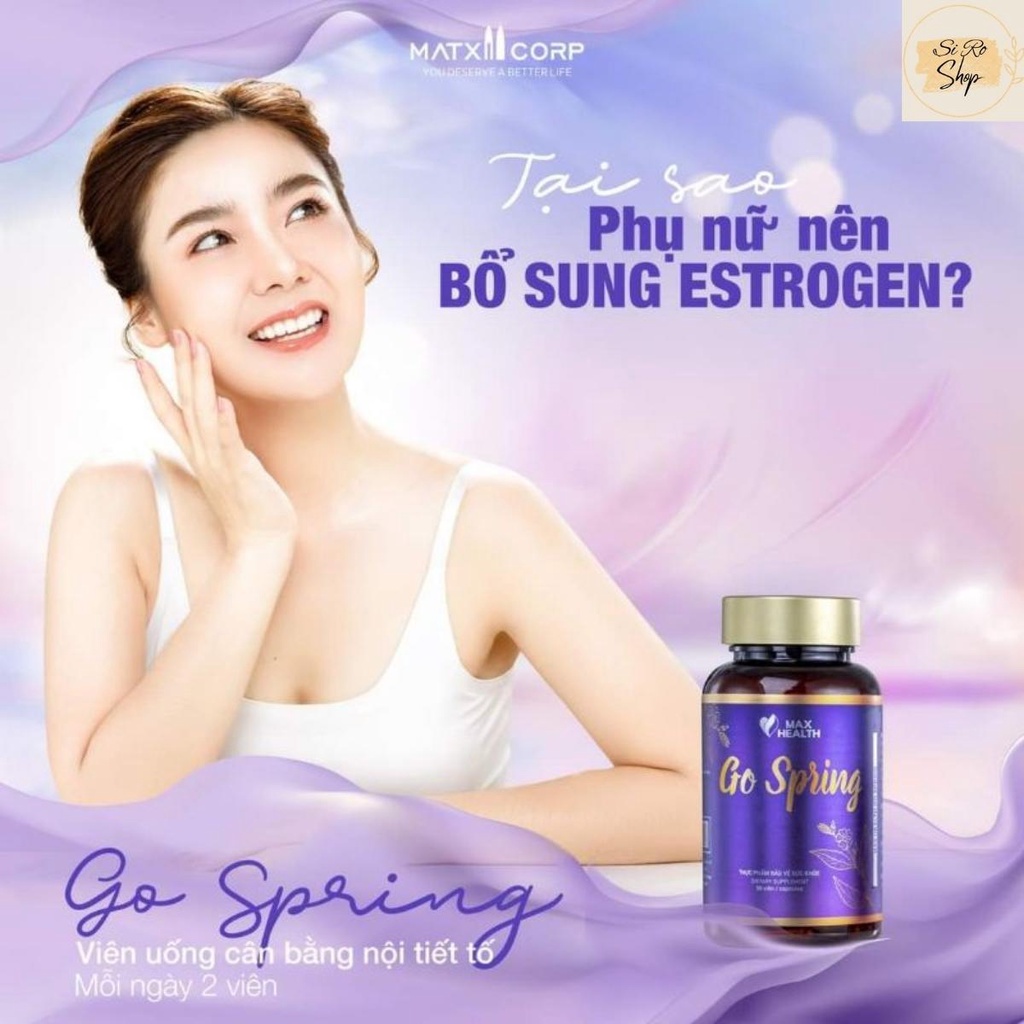 Viên uống đẹp da Go Spring, viên uống nội tiết tố nữ hộp 30 viên, chính hãng MatxiCorp
