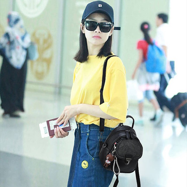 Balo nữ mini, Baloda thời trang tặng kèm gấu kiêm túi xách đeo vai cao cấp, kiểu dáng công sở, kiểu dáng hàn quốc M92