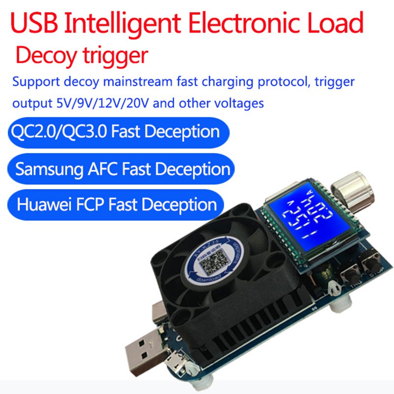 KZ35 Tải điện tử dòng điện không đổi USB Loại C QC2.0 / 3.0 AFC FCP kích hoạt Bộ kiểm tra pin Máy đo dung lượng xả