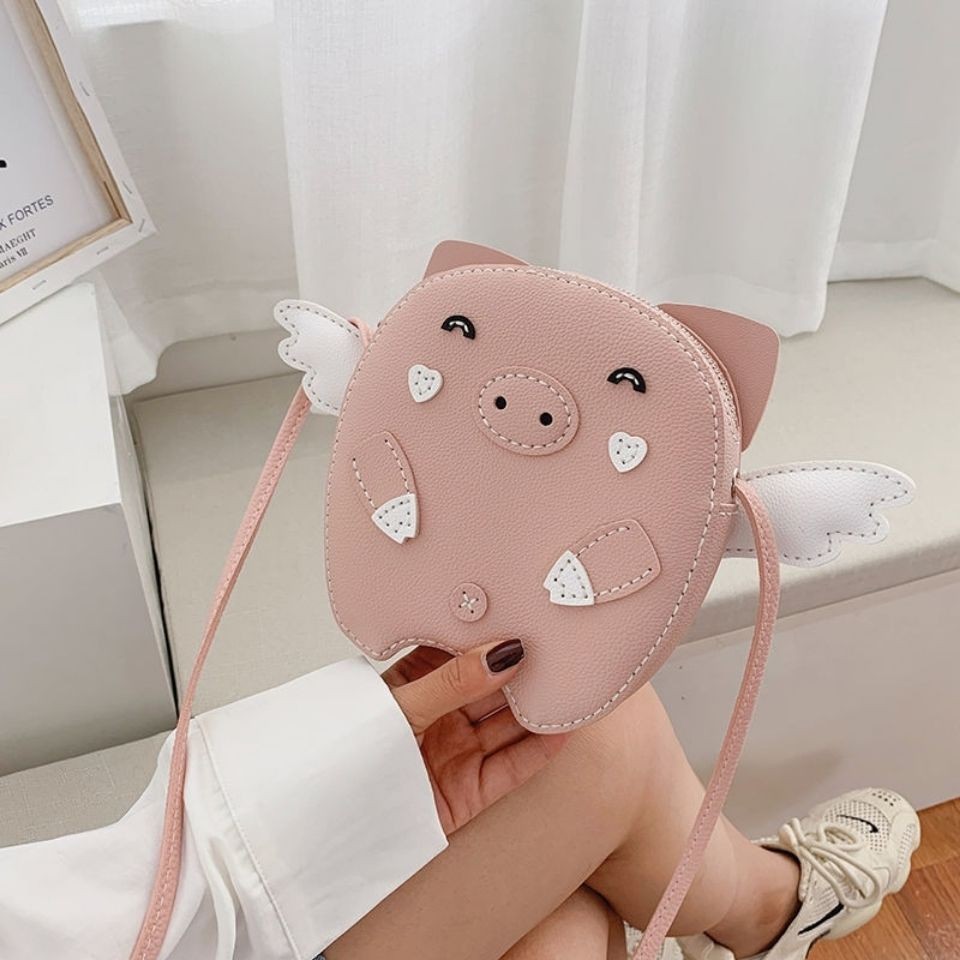SET NGUYÊN LIỆU - Túi tự đan chéo màu hồng hình heo con xinh xắn dành cho nữ (Có ảnh thật)