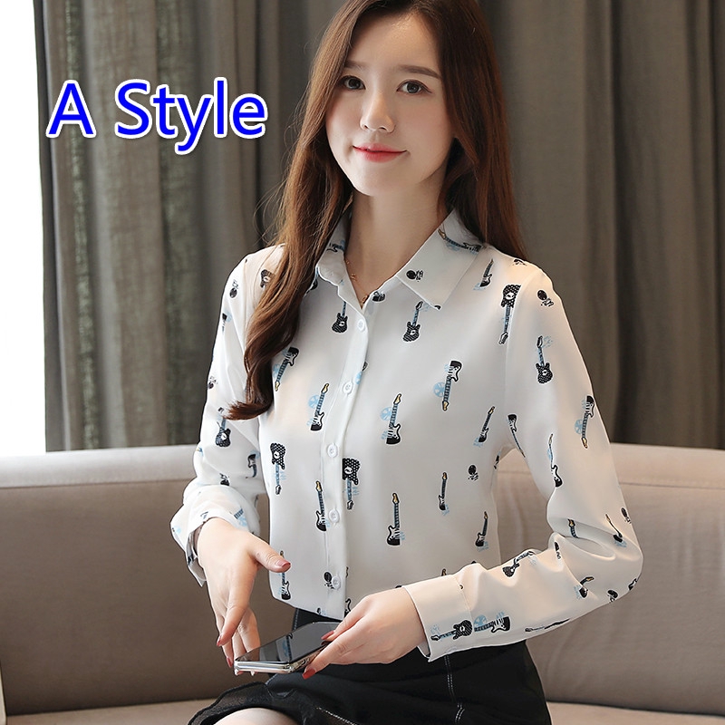 Áo Sơ Mi Chiffon Tay Dài Màu Trắng Thời Trang Công Sở Hàn Quốc 2019 Cho Nữ