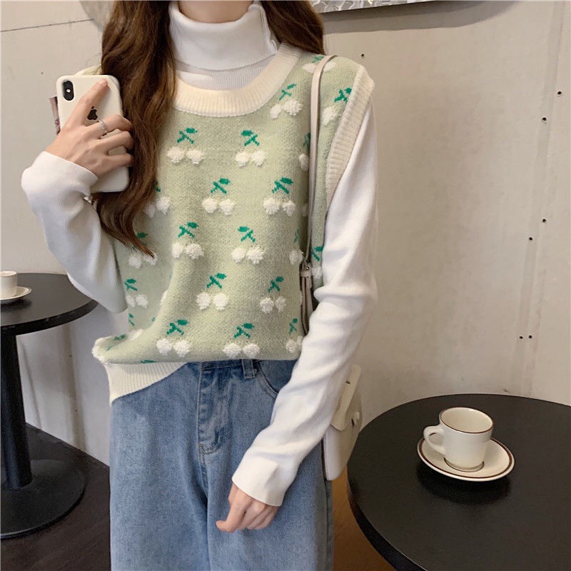 ÁO GILE LEN QUẢ CHERRY ULZZANG