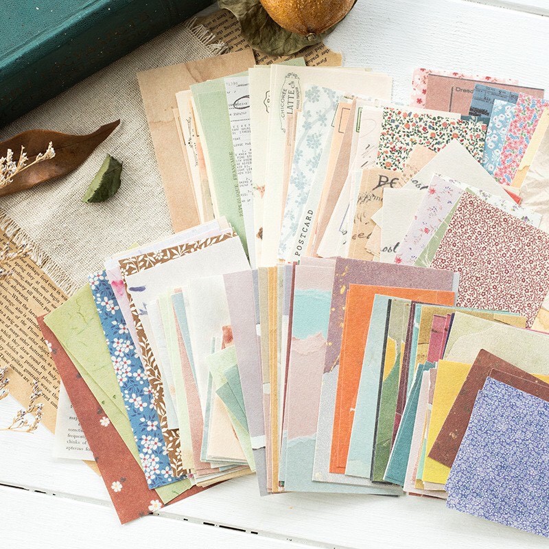 Set 60 giấy nền ghi chú họa tiết phong cách cổ điển, kích cỡ đa dạng, tiện dụng