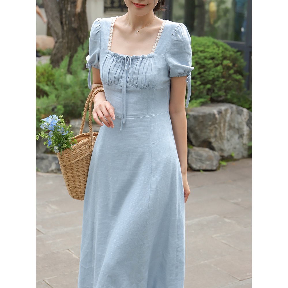 Lin dress - Váy xanh cổ vuông