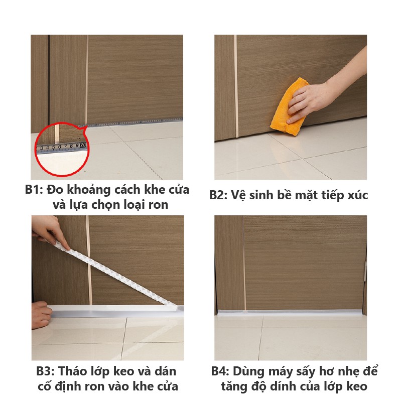 Ron chặn đáy cửa 3 lớp dày 5mm  Thanh dán cửa chặn khe hở NANORON chống côn trùng khói bụi R3L