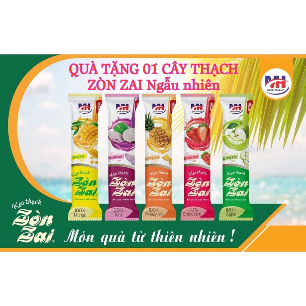 Thạch Zòn Zai MH Ngũ Vị Trái Cây Thanh Dài Lẻ 01 cây - Nguyên Bịch 400gr chọn số lượng 12 cây