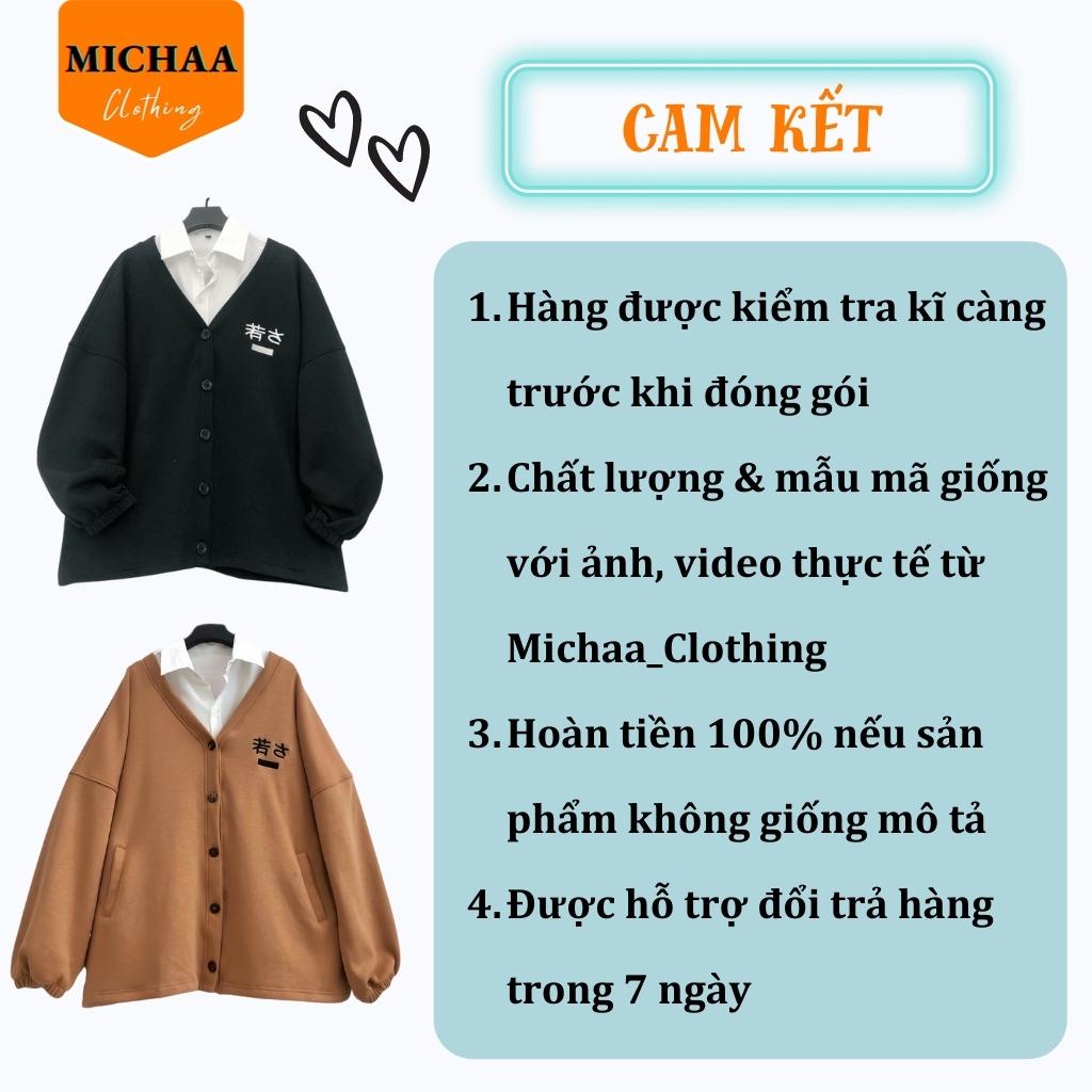 Áo Khoác Nỉ Cardigan Chữ Hàn Thêu Nam Nữ Ulzzang Unisex Kiểu Form Rộng - MICHAA