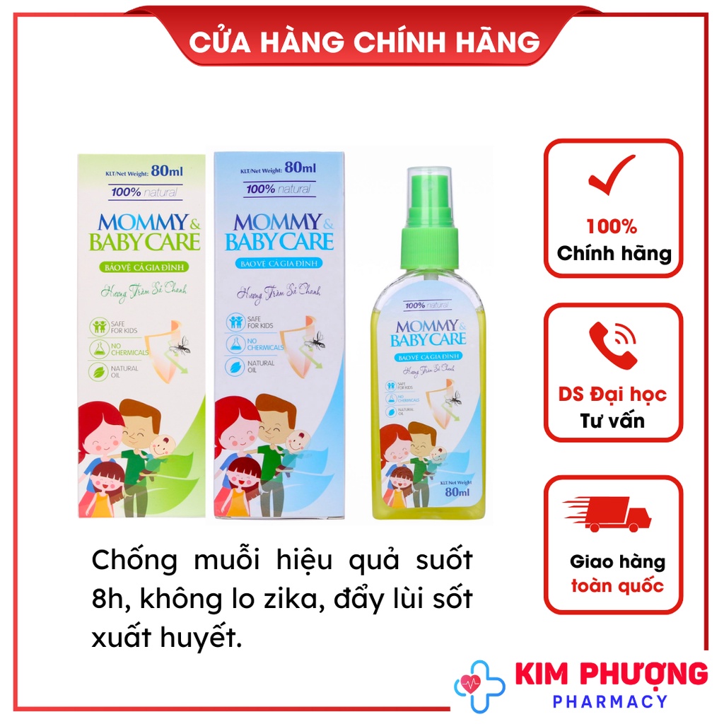 Xịt chống muỗi Mommy&BabyCare cho bé, mẹ bầu 80ml