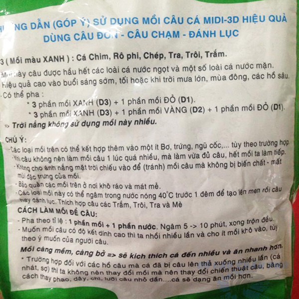 Mồi câu D1, D2, D3 đồ câu 99 ( rẻ vô địch ) docaucagiangnam