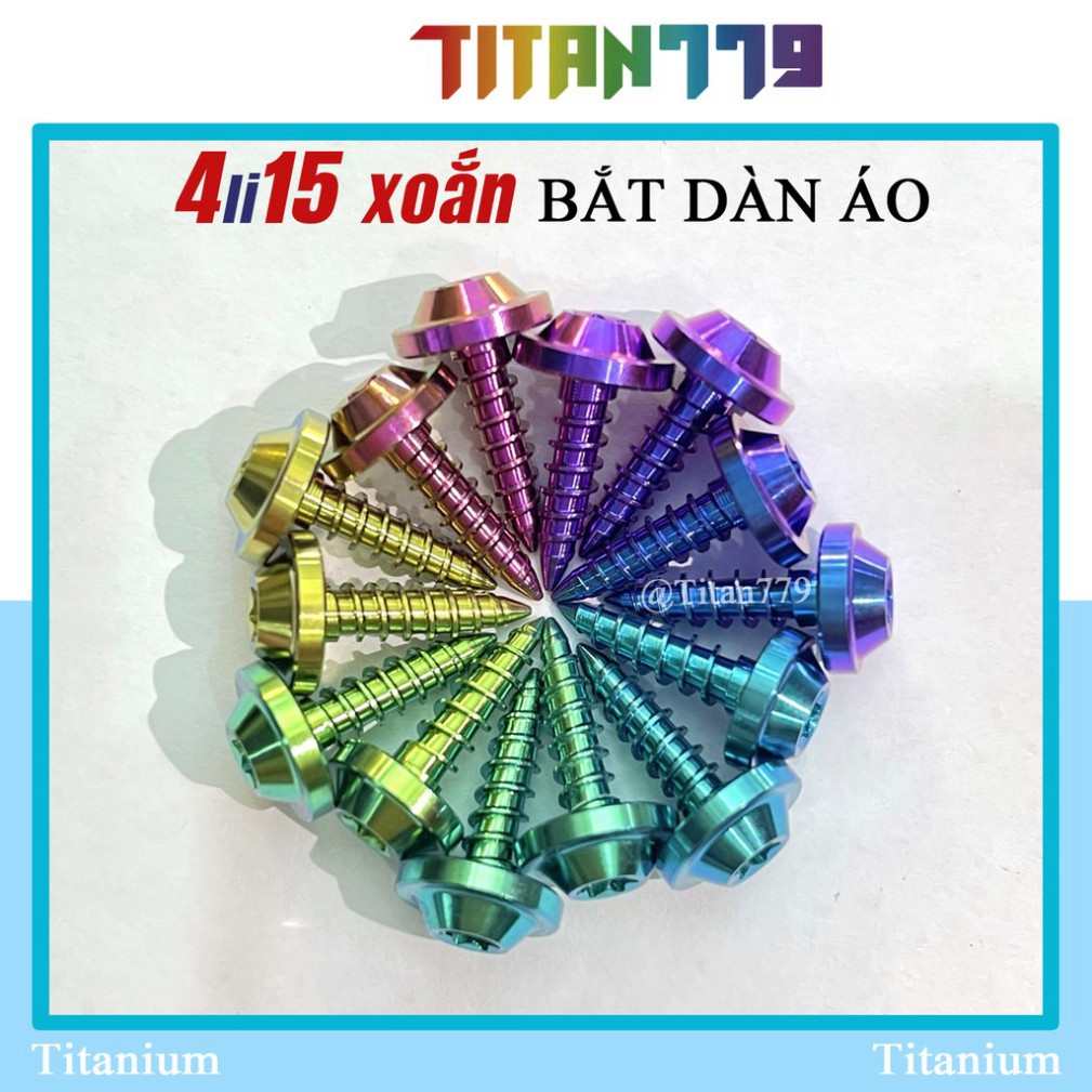 (4) Ốc Titan Gr5 XỊN 4li15 ren xoắn gắn dàn áo các dòng xe Air Blade AB Sonic Vario Click Sh Vision S033