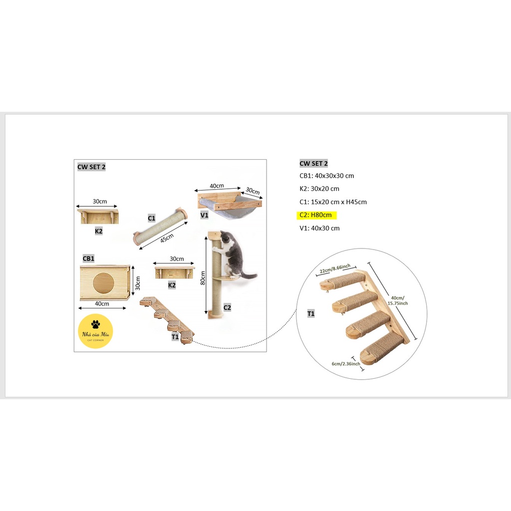 Trụ cào móng, nhà cây, cattree treo tường