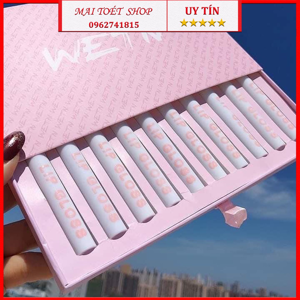 [New] Set Son Kem Nhung Lì 10 Cây WETN LIP GLOSS Siêu Hot - Bộ Son Kem Lì 10 Cây WETN Hồng