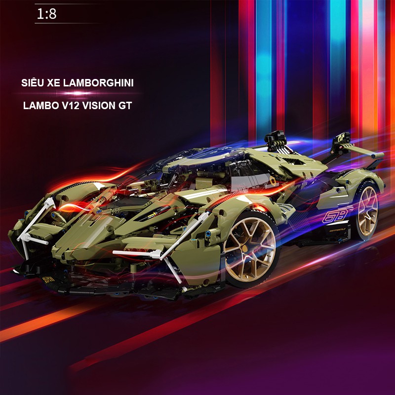 Đồ Chơi Lắp Ráp Kiểu LEGO TECHNIC Mô Hình Siêu Xe Điều Khiển Từ Xa RC LAMBORGHINI LAMBO V12 VISION GT Với 2527 Mảnh Ghép