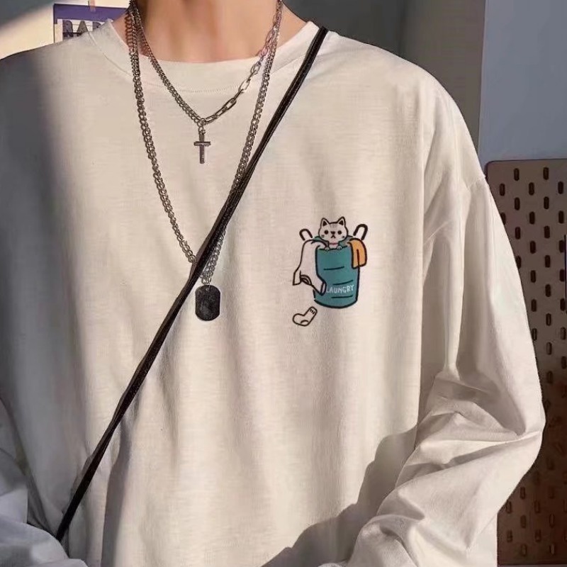 Áo Thun Nam Tay Dài Unisex Form Rộng - TTD27 Vwill - Chất Cotton Mềm Mát - Oversize &lt; 75kg - Áo phông anime dài tay