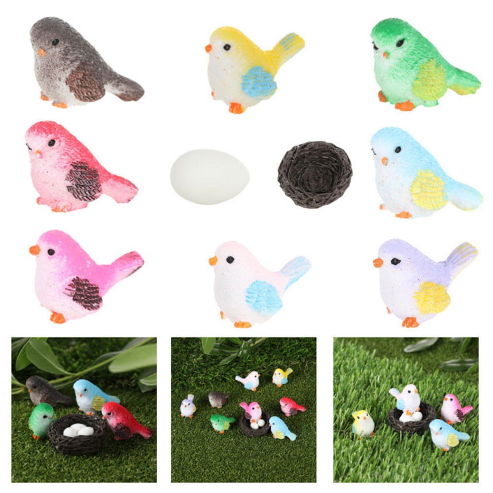 LETTER Funny Landscape Figurine Baking Resin Miniatures Miniature Bird Figurines Landscape DIY Decoration Crafts Garden Supplies Mini Sculpture Fairy Garden Micro Ornaments