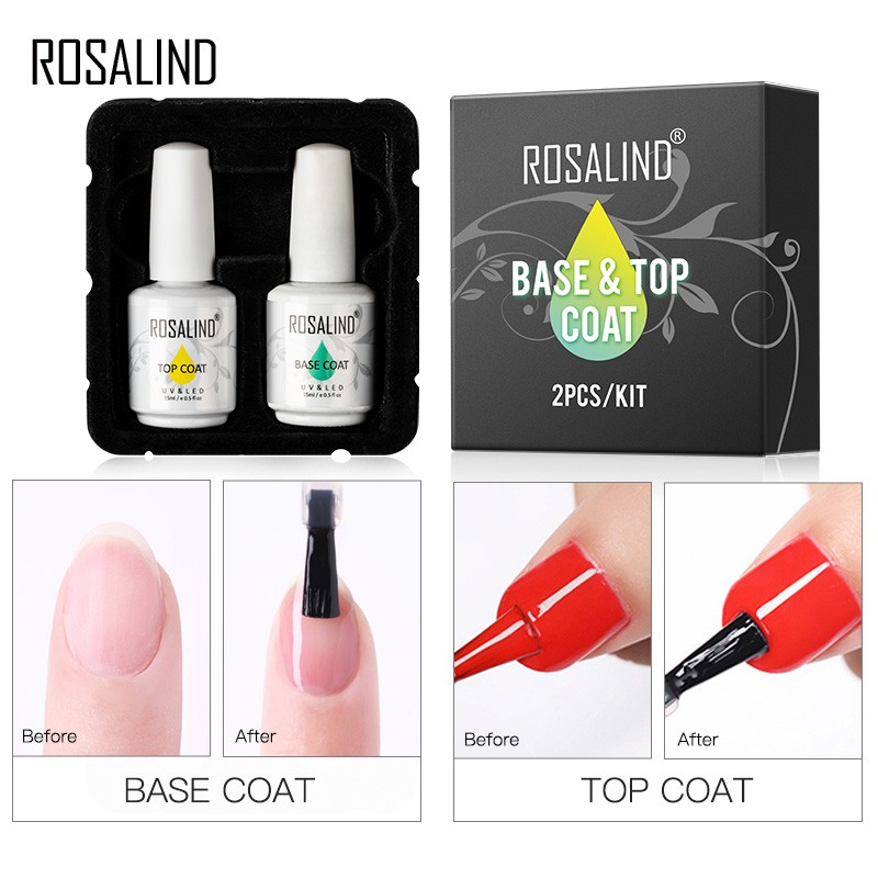 Set gel nền và phủ làm móng tay ROSALIND cho sấy dưới đèn led/uv 15ml