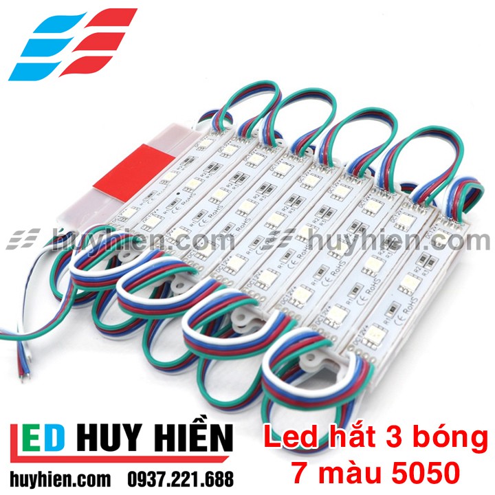 Led hắt 3 bóng 7 màu rgb kích thước 7512 IP65 và IP68 ( vỉ 20 thanh)