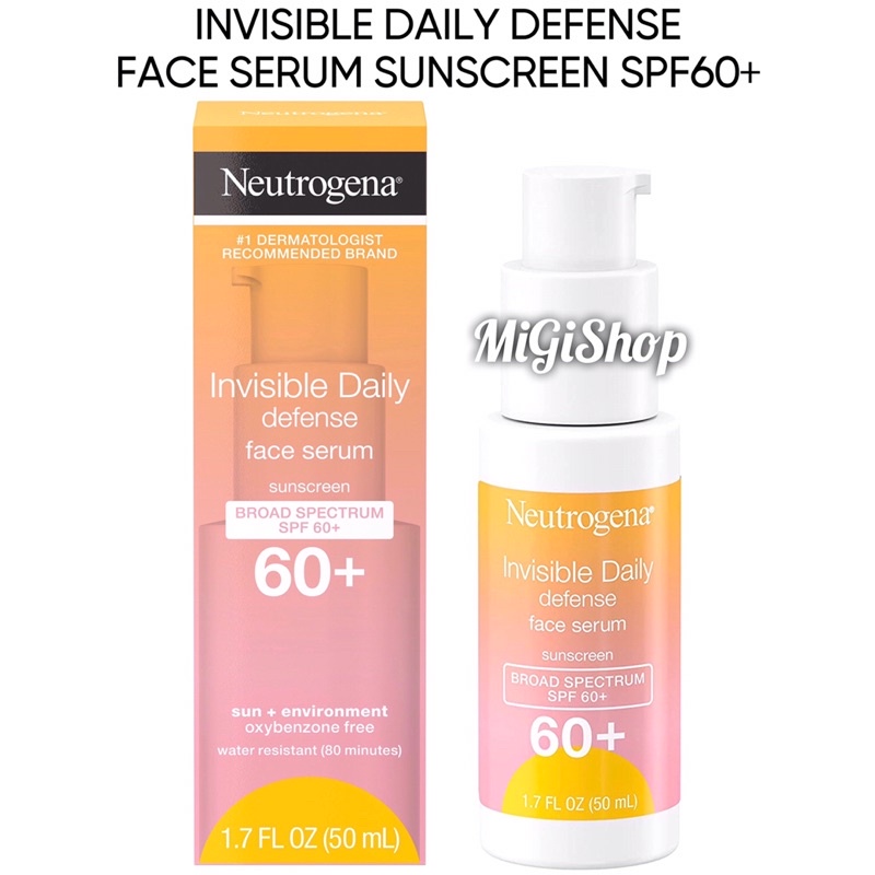 Tinh Chất Chống Nắng Cho Da Mặt Neutrogena Invisible Daily Defense Face Serum Sunscreen SPF60+ 50ml