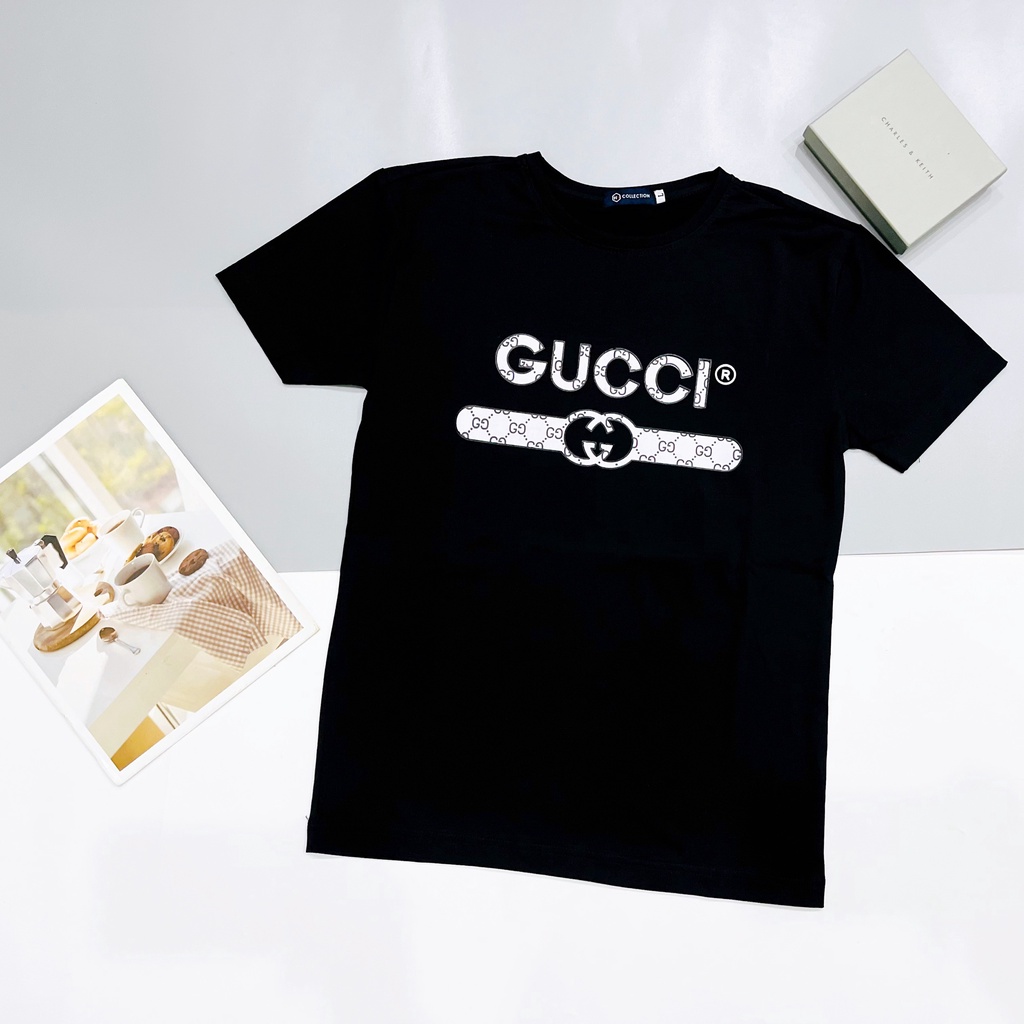 Áo thun nam nữ cổ tròn tay ngắn in họa tiết ngực chữ GUCC, thời trang trẻ trung hot trend boy phố