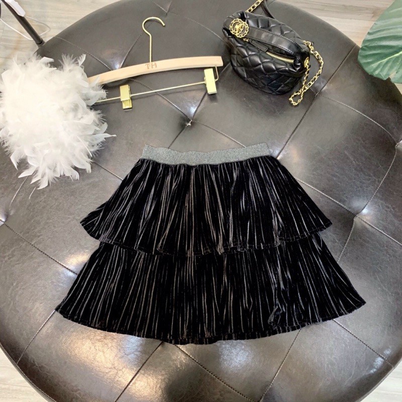 Chân váy nhung hai tầng