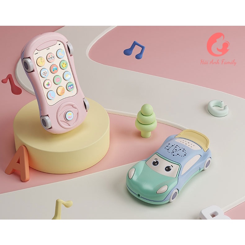 Đồ chơi điện thoại xe ô tô phát nhạc kết hợp gặm nướu an toàn cho bé - Tặng kèm 3 pin