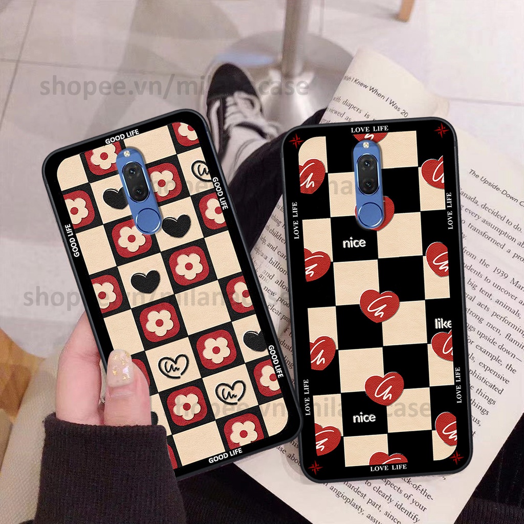 Ốp Huawei Nova 2i in hình caro trái tim siêu đẹp, siêu nét đầy phong cách cá tính