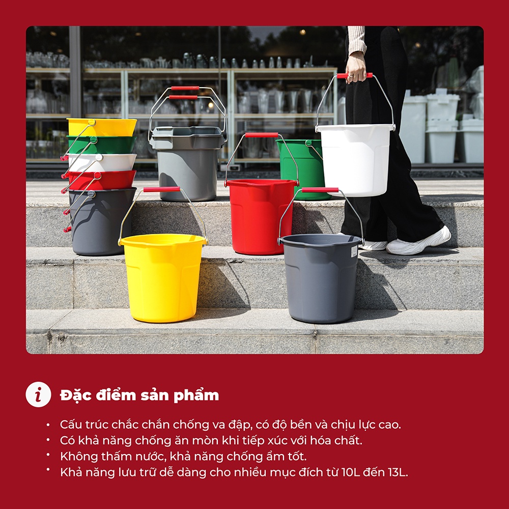 Xô nhựa tròn đa năng 10L / 13L /14L - Cobi Home