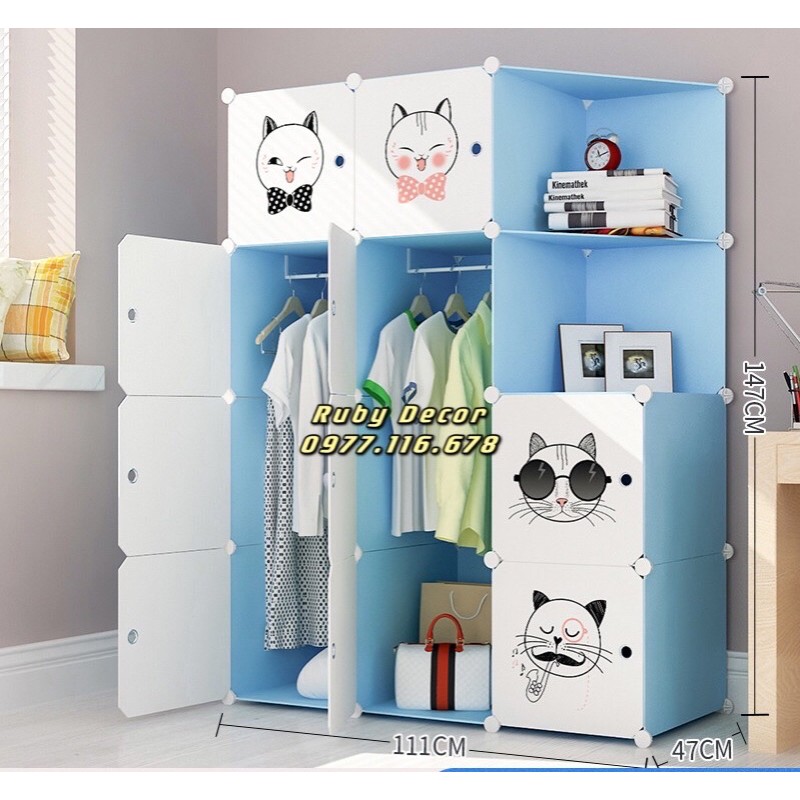 [MẪU ĐỘC] TỦ NHỰA LẮP GHÉP 12 Ô HÌNH (GỒM 2 KỆ) TREO ĐỒ ĐA NĂNG THÔNG MINH sâu 47cm