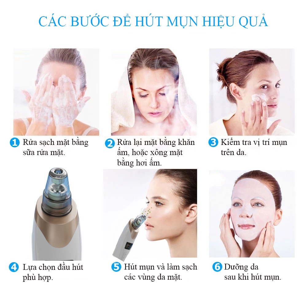 Máy hút mụn mini đa năng dụng cụ làm sạch lỗ chân lông, chăm sóc da mặt hiệu quả. Bảo hành 12 tháng toàn quốc.